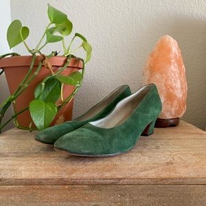 Vintage Green Suede Kitten Heals